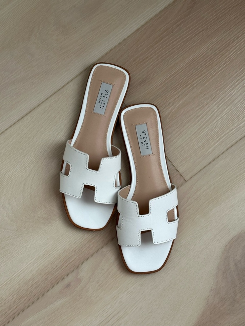 Steven By Steve Madden White Open-H Band Slide Sandals